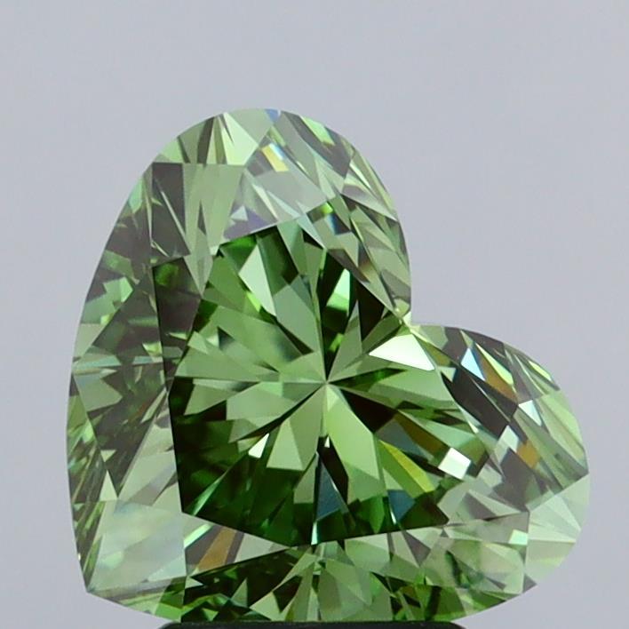 3.08 Ct. Fancy Vivid Green Heart Lab Grown Diamond