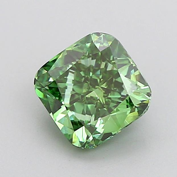 1.06 Ct. Fancy Vivid Green Cushion Lab Grown Diamond