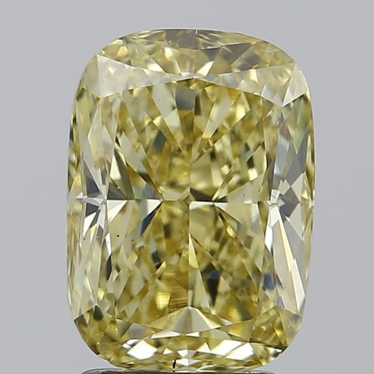 2.74 Ct. Fancy Intense Yellow Cushion Lab Grown Diamond