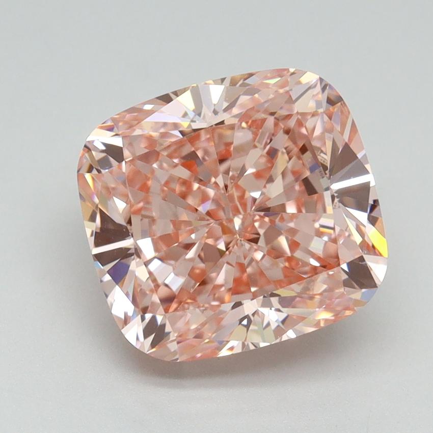 4.55 Ct. Fancy Vivid Pink Cushion Lab Grown Diamond