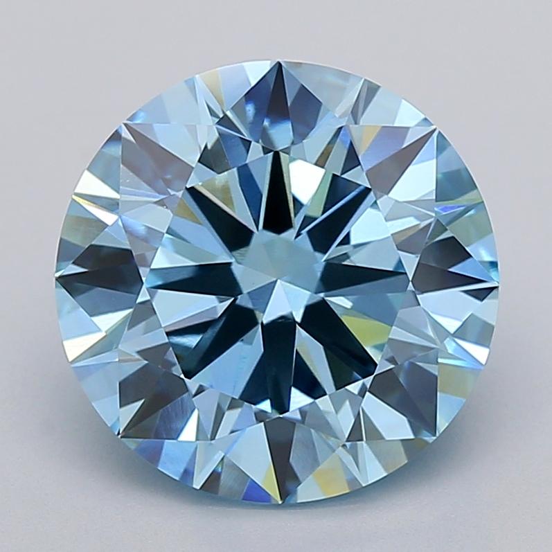 6.08 Ct. Fancy Vivid  Blue Round Lab Grown Diamond