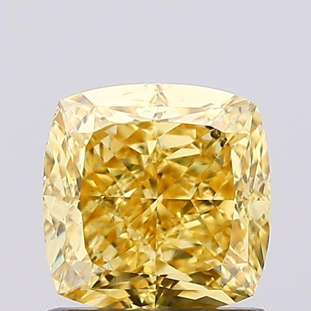 1.11 Ct. Fancy Vivid Yellow Cushion Lab Grown Diamond
