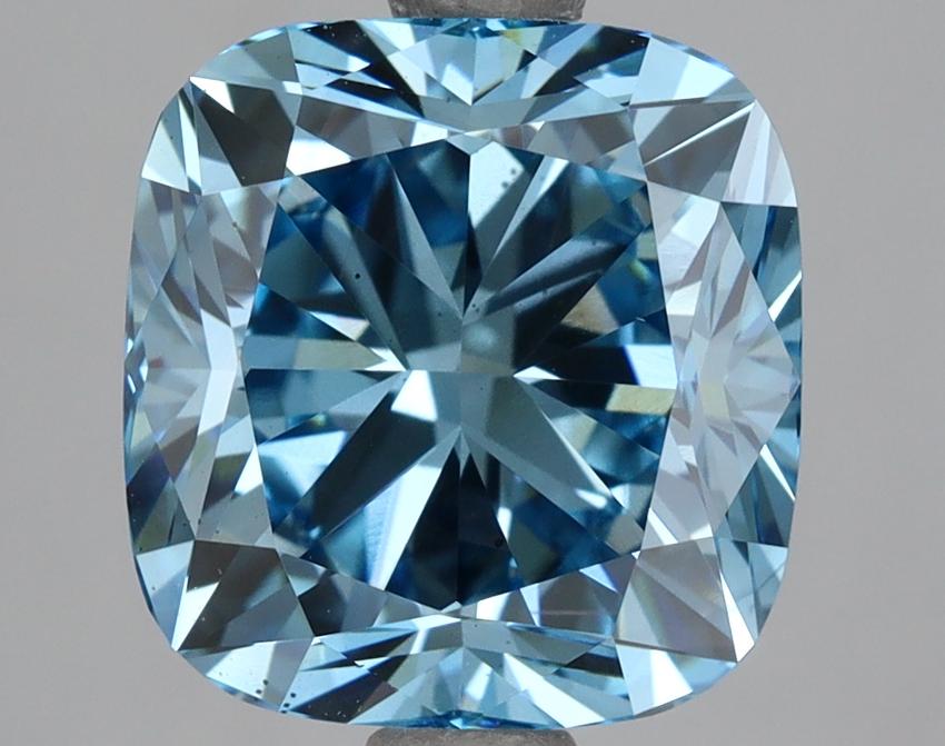 3.57 Ct. Fancy Vivid Blue Cushion Lab Grown Diamond