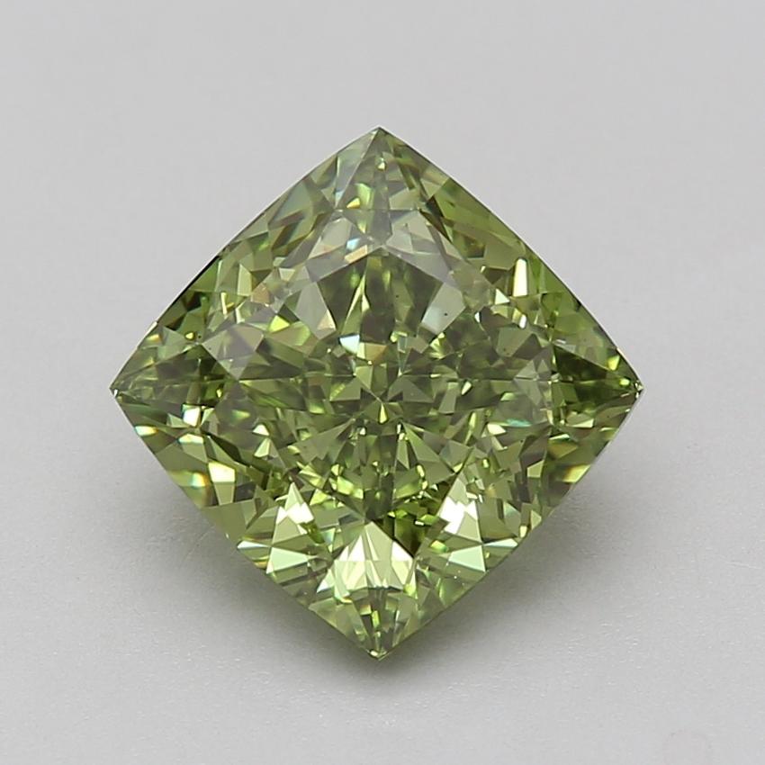 4.12 Ct. Fancy Vivid Green Cushion Lab Grown Diamond