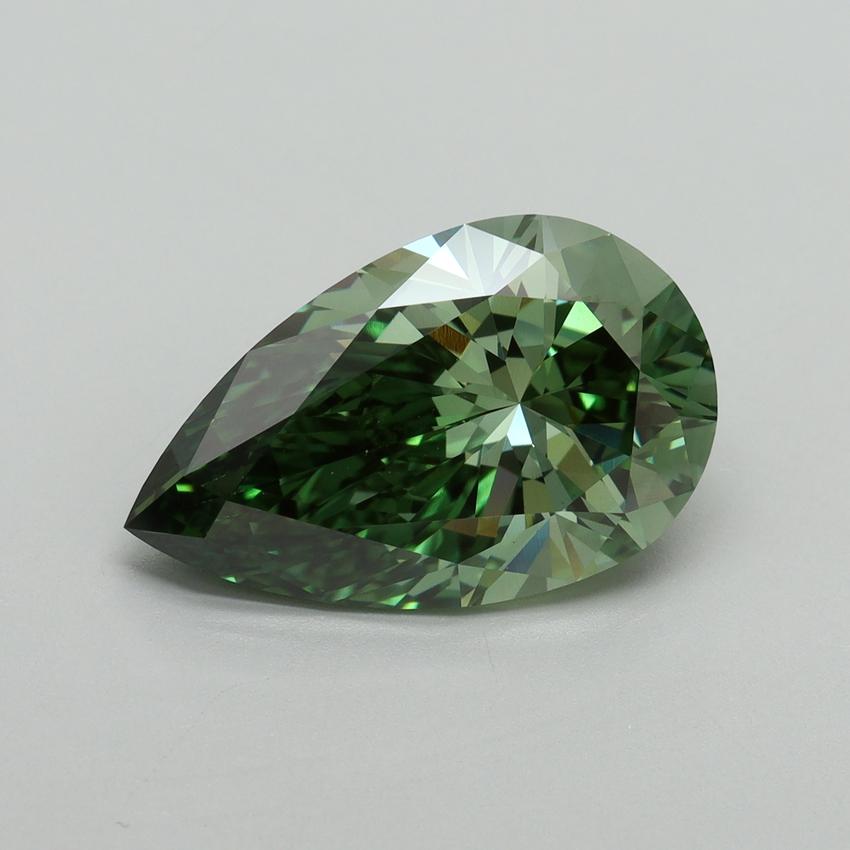 5.09 Ct. Fancy Vivid Green Pear Lab Grown Diamond