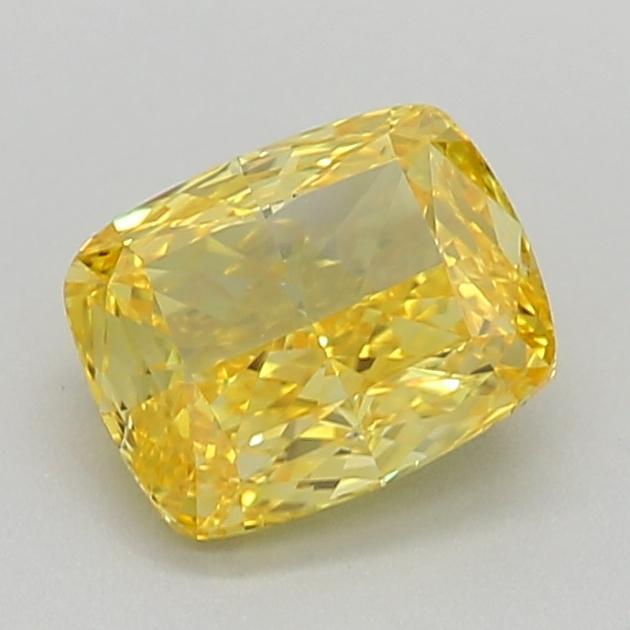 0.72 Ct. Fancy Vivid Yellow Cushion Lab Grown Diamond