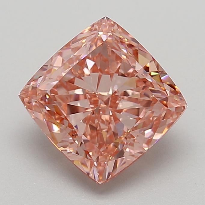 3.09 Ct. Fancy Vivid  Pink Cushion Lab Grown Diamond