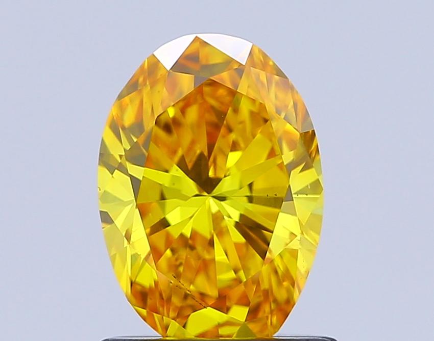 0.99 Ct. Fancy Vivid Yellow Oval Lab Grown Diamond