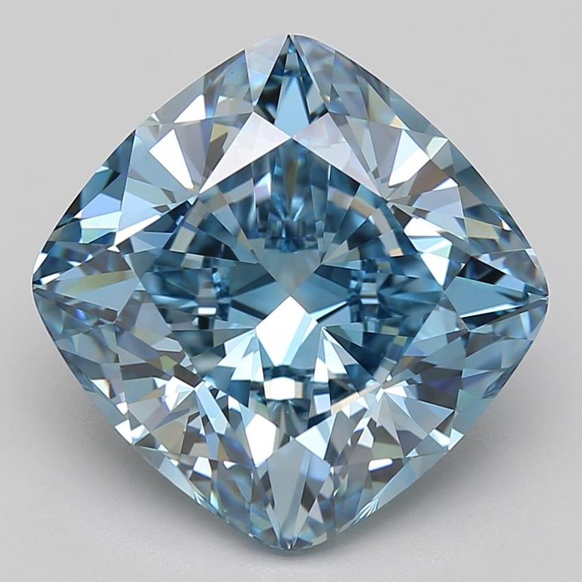 7.03 Ct. Fancy Vivid Blue Cushion Lab Grown Diamond