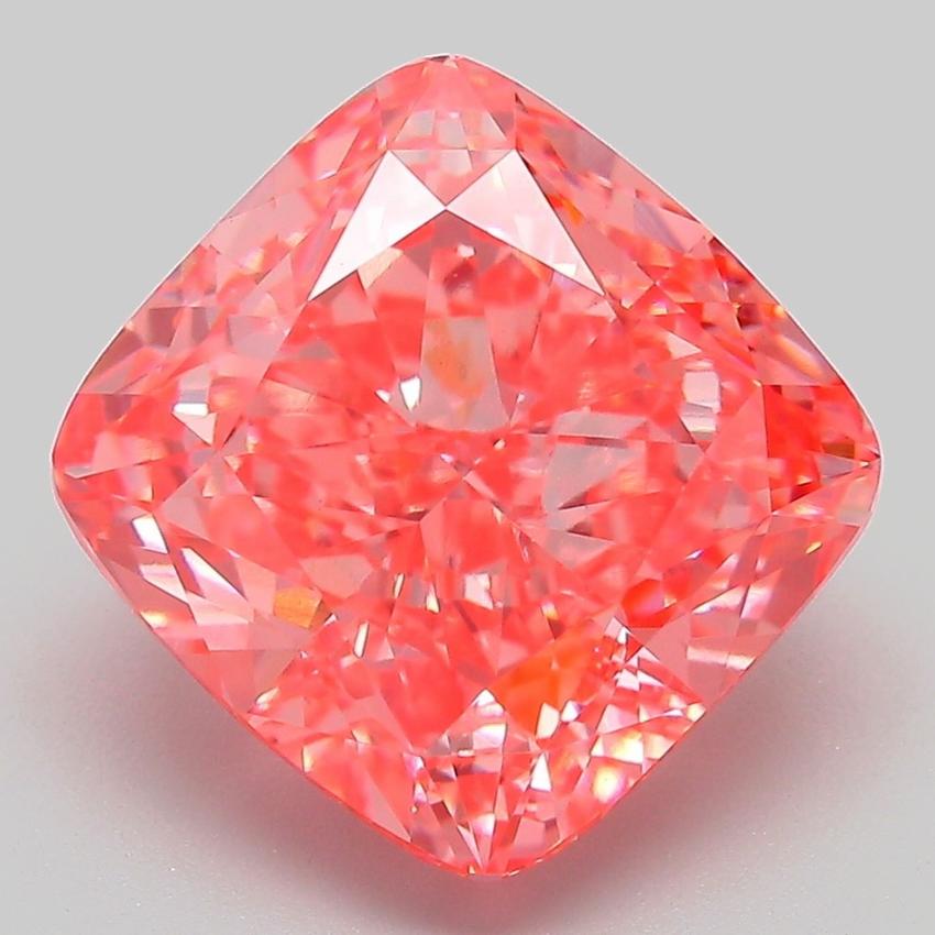 6.54 Ct. Fancy Vivid Pink Cushion Lab Grown Diamond