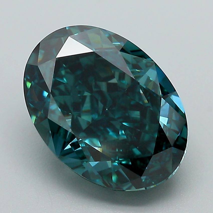 4.40 Ct. Fancy Vivid  Green Oval Lab Grown Diamond