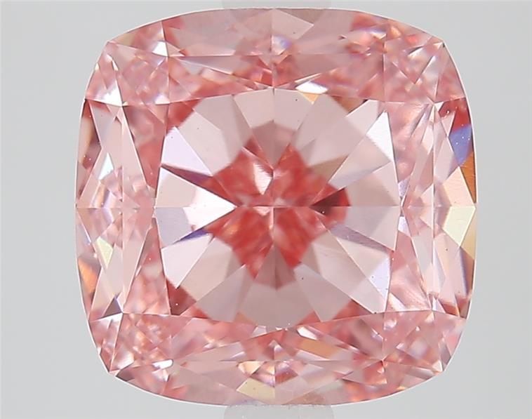 3.71 Ct. Fancy Vivid  Pink Cushion Lab Grown Diamond