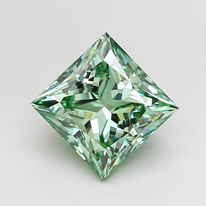 1.73 Ct. Fancy Vivid Green Princess Lab Grown Diamond