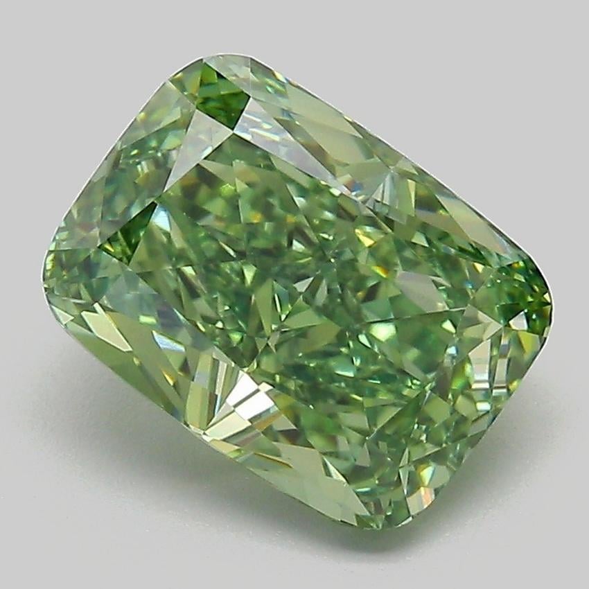 3.09 Ct. Fancy Vivid  Green Cushion Lab Grown Diamond