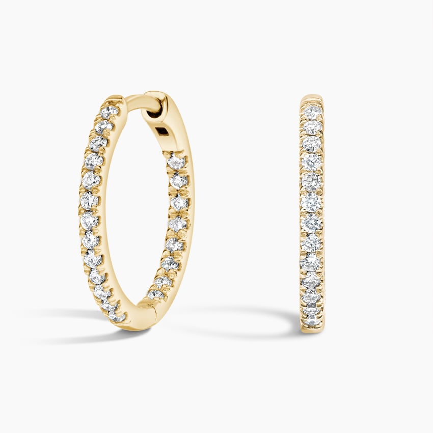 Image of 14K Yellow Gold Extra Small Perfect Hoop Lab Diamond Earrings