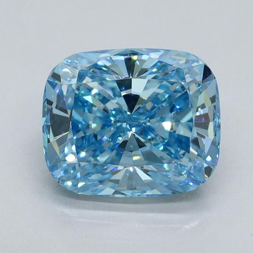 2.10 Ct. Fancy Vivid Blue Cushion Lab Grown Diamond