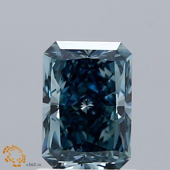 1.01 Ct. Fancy Vivid Blue Green Radiant Lab Grown Diamond