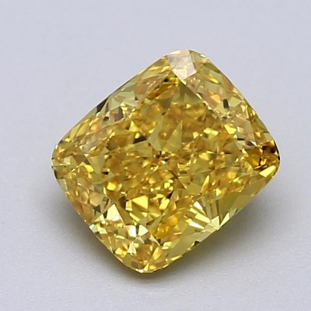 1.06 Ct. Fancy Vivid  Yellow Cushion Lab Grown Diamond