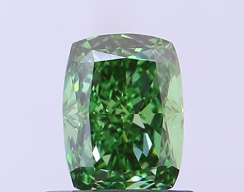 0.81 Ct. Fancy Vivid  Green Cushion Lab Grown Diamond