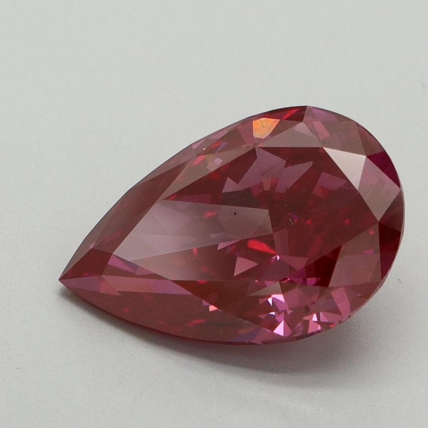 3.17 Ct. Fancy Vivid Red Pear Lab Grown Diamond