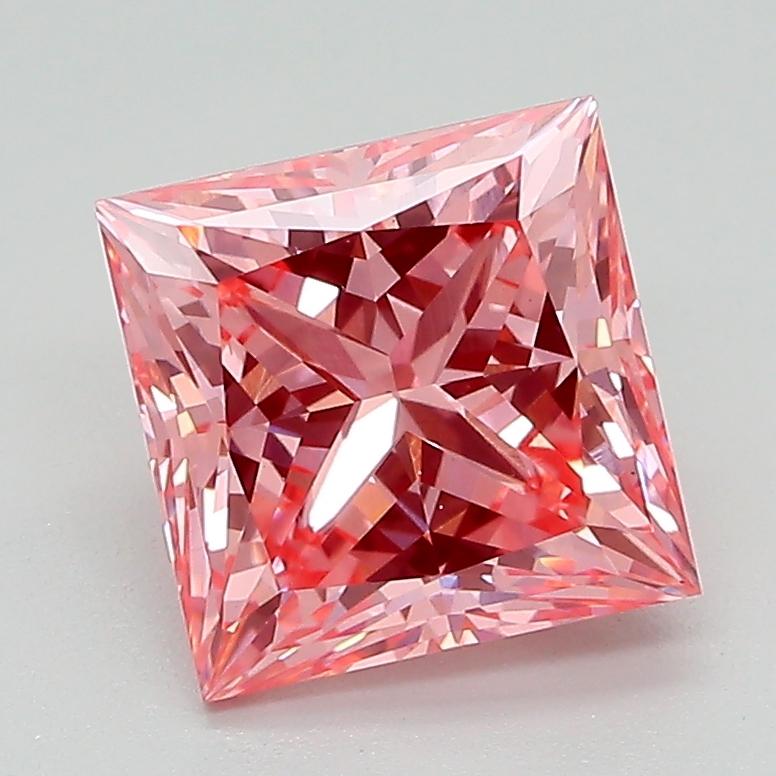 2.45 Ct. Fancy Vivid Pink Princess Lab Grown Diamond