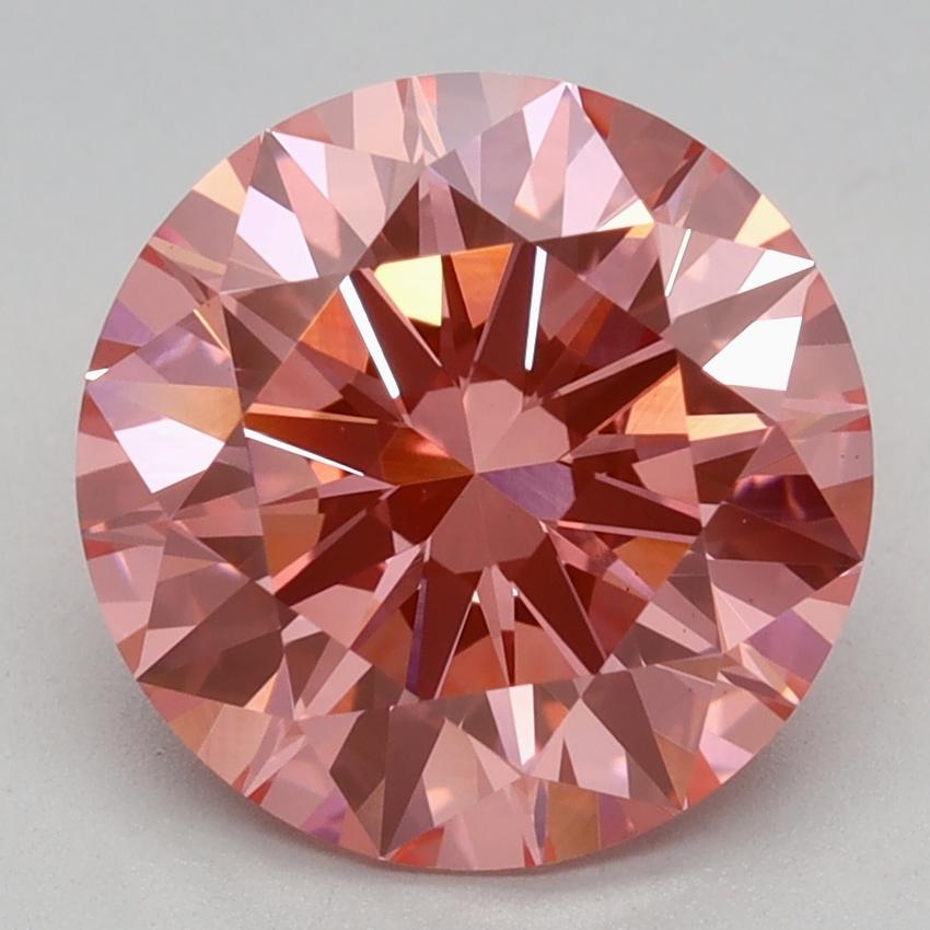 2.58 Ct. Fancy Vivid Pink Round Lab Grown Diamond