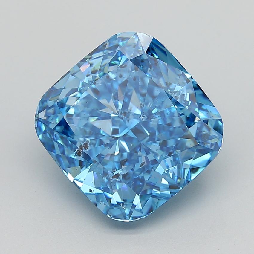 10.01 Ct. Fancy Vivid  Blue Cushion Lab Grown Diamond
