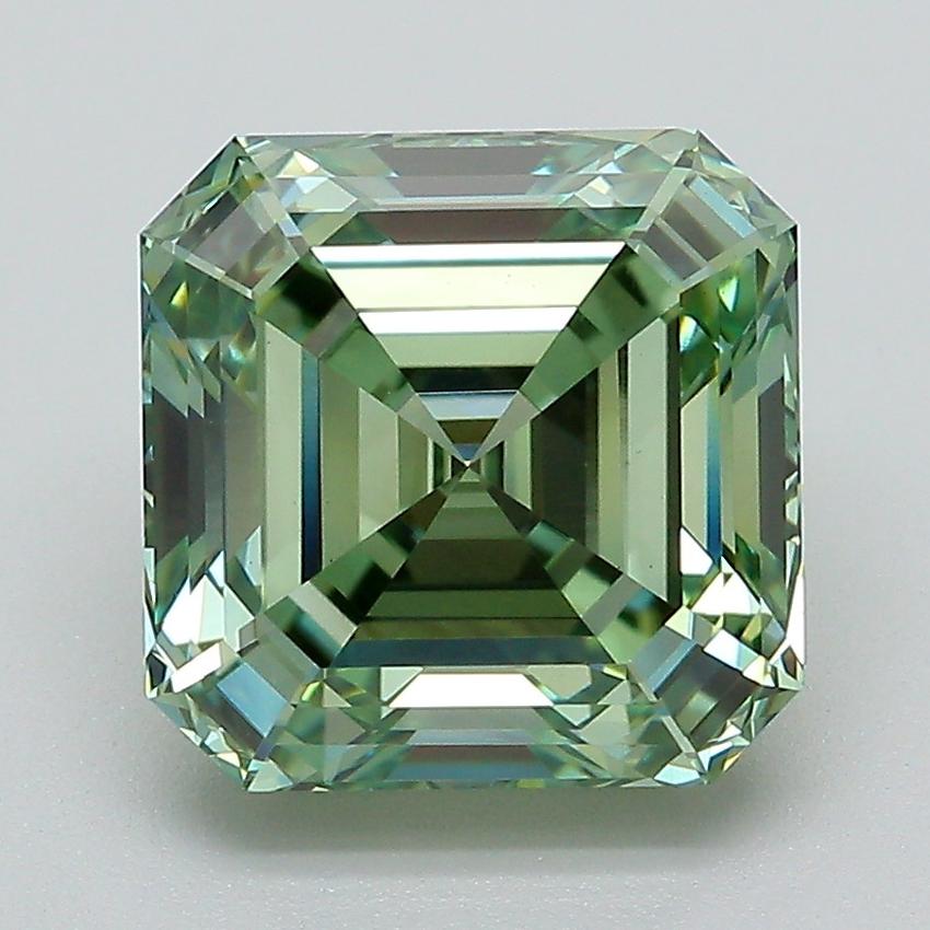 4.15 Ct. Fancy Vivid Green Asscher Lab Grown Diamond
