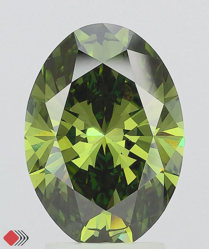 3.08 Ct. Fancy Vivid Green Oval Lab Grown Diamond