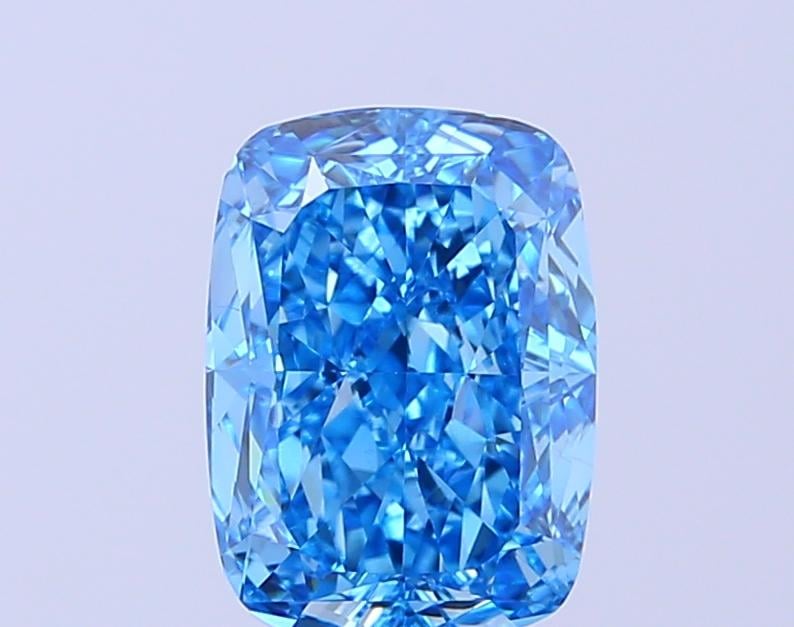 2.92 Ct. Fancy Vivid  Blue Cushion Lab Grown Diamond