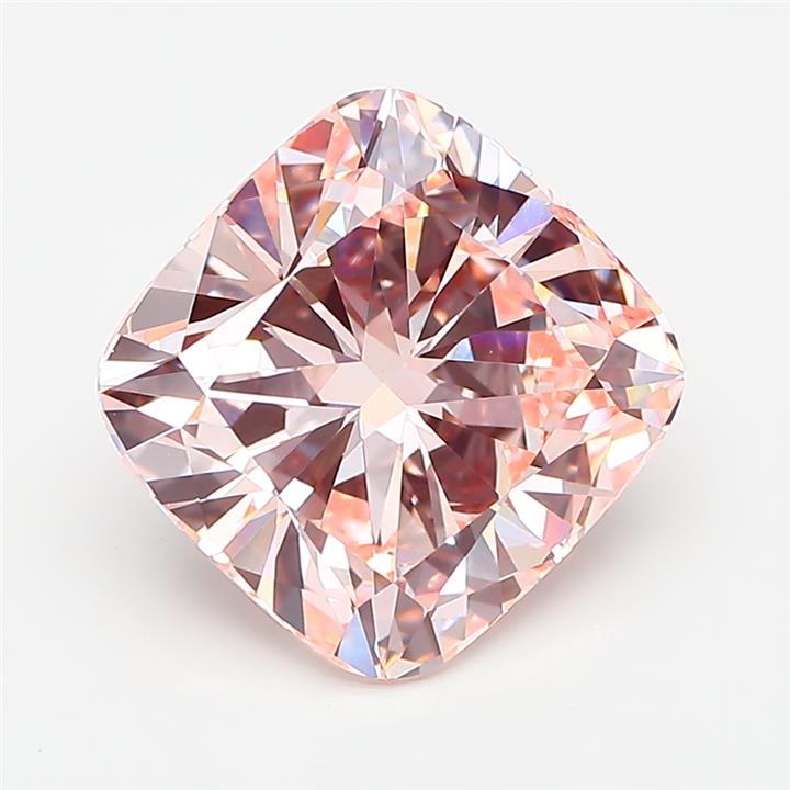 5.02 Ct. Fancy Vivid  Pink Cushion Lab Grown Diamond