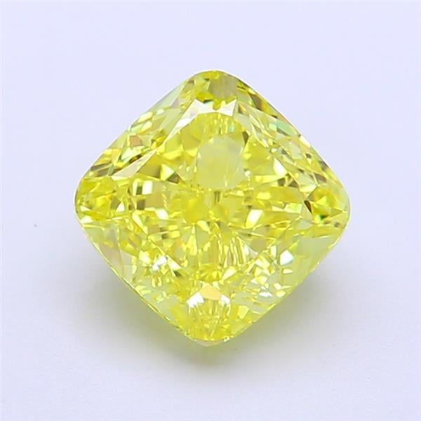 2.09 Ct. Fancy Vivid  Yellow Cushion Lab Grown Diamond