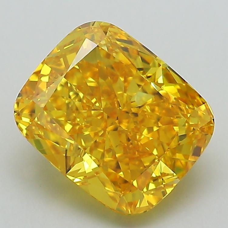 2.57 Ct. Fancy Vivid Yellow Cushion Lab Grown Diamond