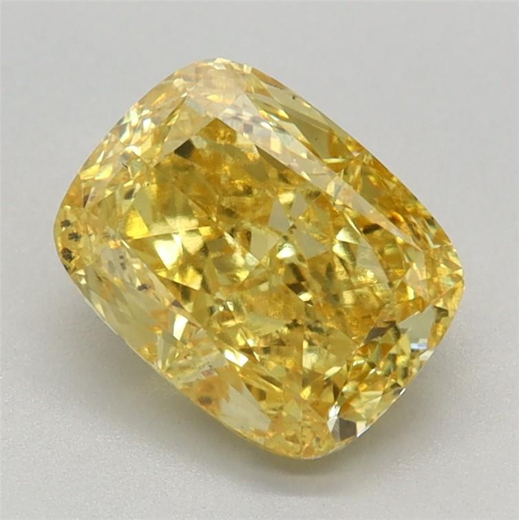 1.59 Ct. Fancy Vivid Yellow Cushion Lab Grown Diamond