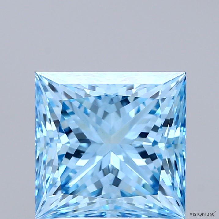 2.69 Ct. Fancy Vivid  Blue Princess Lab Grown Diamond
