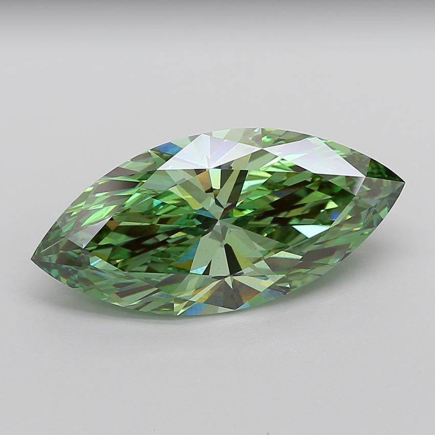 8.05 Ct. Fancy Vivid  Green Marquise Lab Grown Diamond
