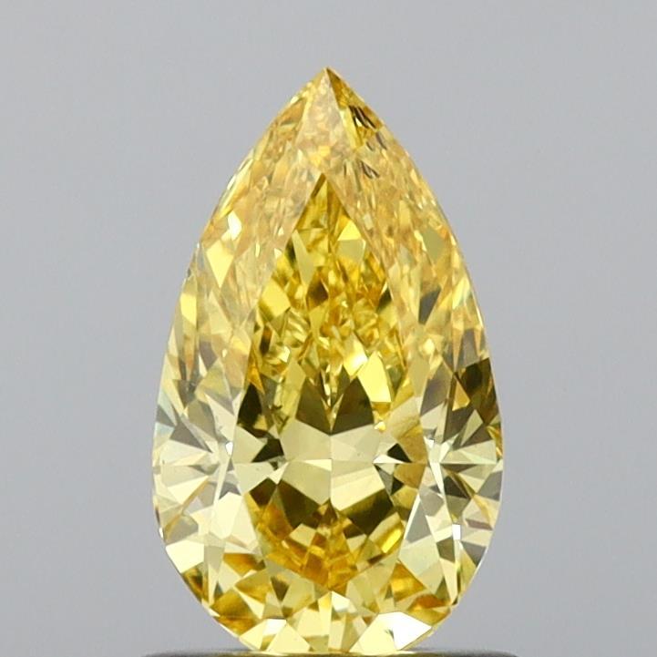 0.91 Ct. Fancy Vivid Yellow Pear Lab Grown Diamond