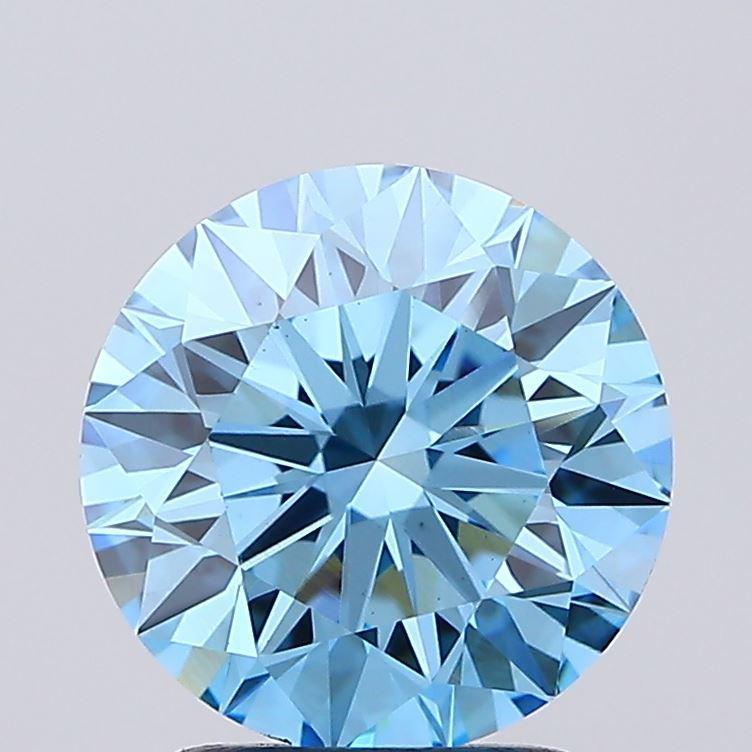2.05 Ct. Fancy Vivid Blue Round Lab Grown Diamond