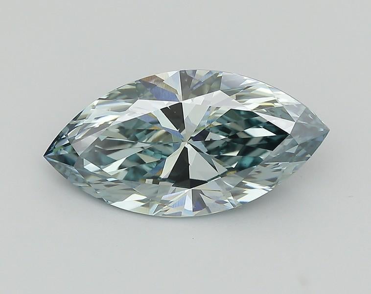 6.01 Ct. Fancy Vivid Bluish Green Marquise Lab Grown Diamond