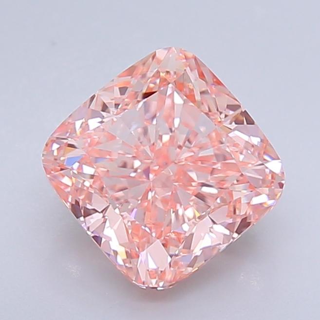 4.07 Ct. Fancy Vivid  Pink Cushion Lab Grown Diamond