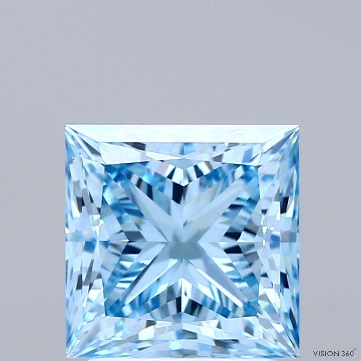 2.54 Ct. Fancy Vivid Blue Princess Lab Grown Diamond