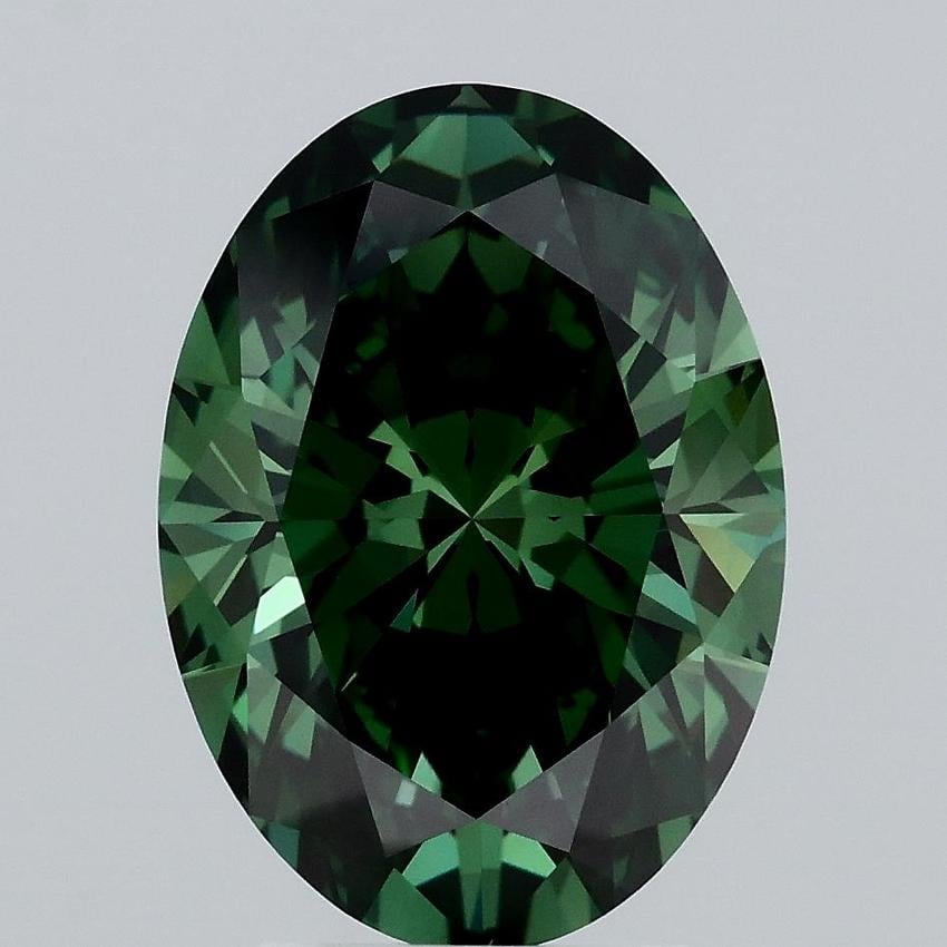 3.53 Ct. Fancy Vivid Green Oval Lab Grown Diamond
