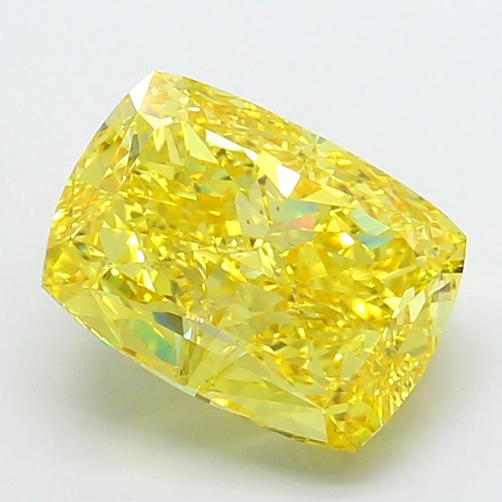 7.56 Ct. Fancy Vivid Yellow Cushion Lab Grown Diamond