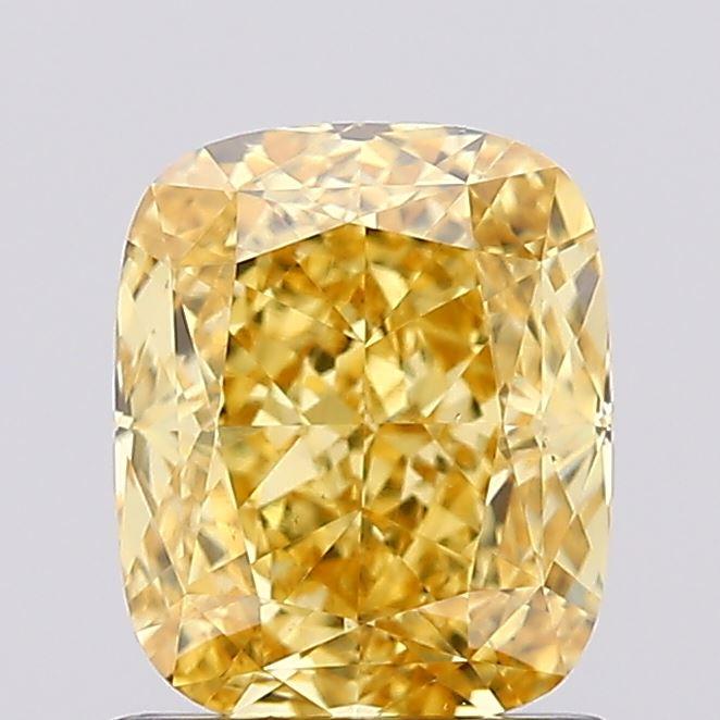 1.23 Ct. Fancy Vivid  Yellow Cushion Lab Grown Diamond
