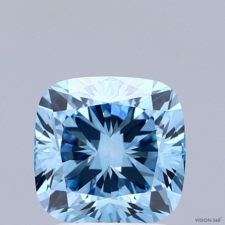 2.03 Ct. Fancy Vivid Blue Cushion Lab Grown Diamond