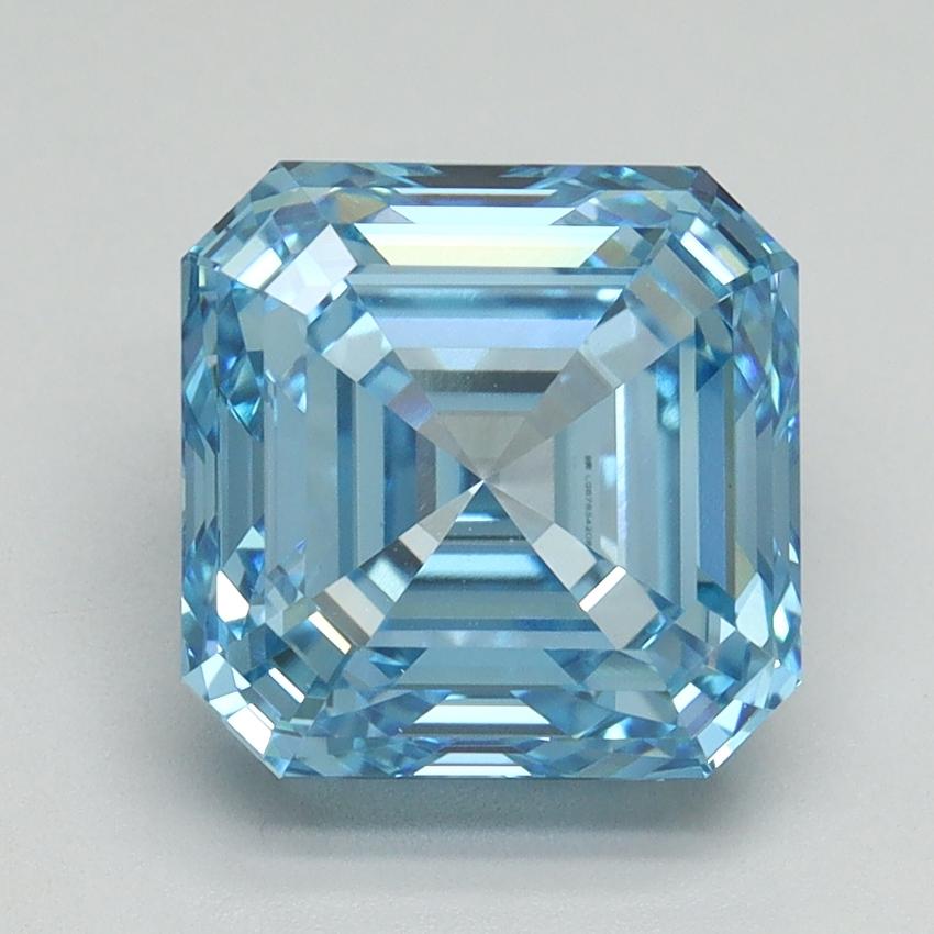 4.00 Ct. Fancy Vivid Blue Asscher Lab Grown Diamond