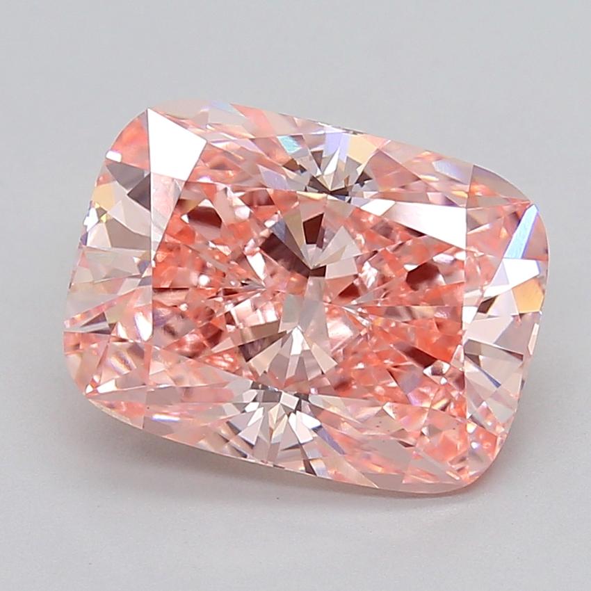 6.05 Ct. Fancy Vivid  Pink Cushion Lab Grown Diamond