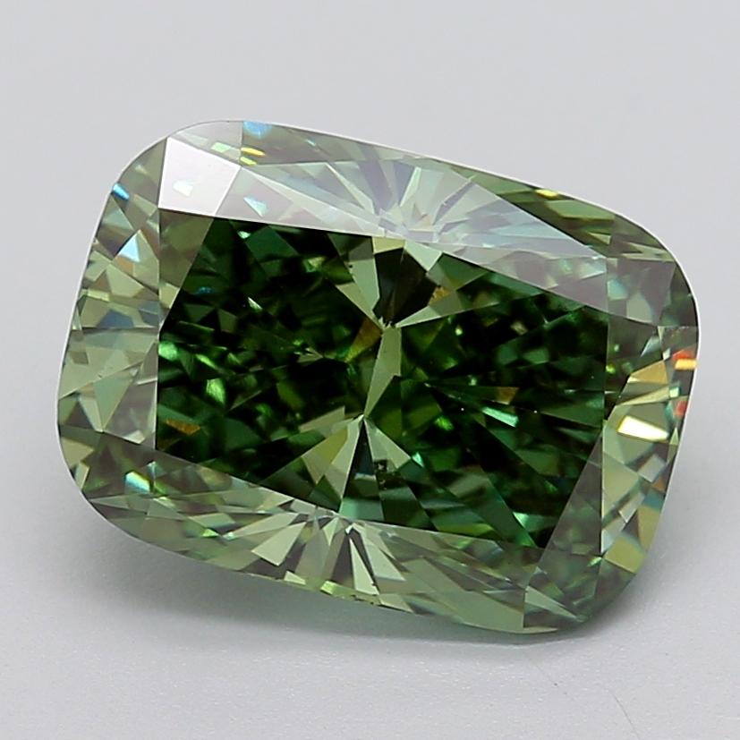 6.02 Ct. Fancy Vivid  Green Cushion Lab Grown Diamond