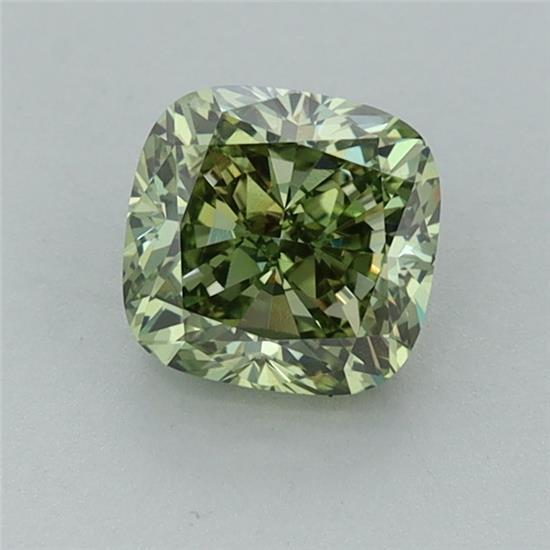 1.01 Ct. Fancy Vivid Green Cushion Lab Grown Diamond
