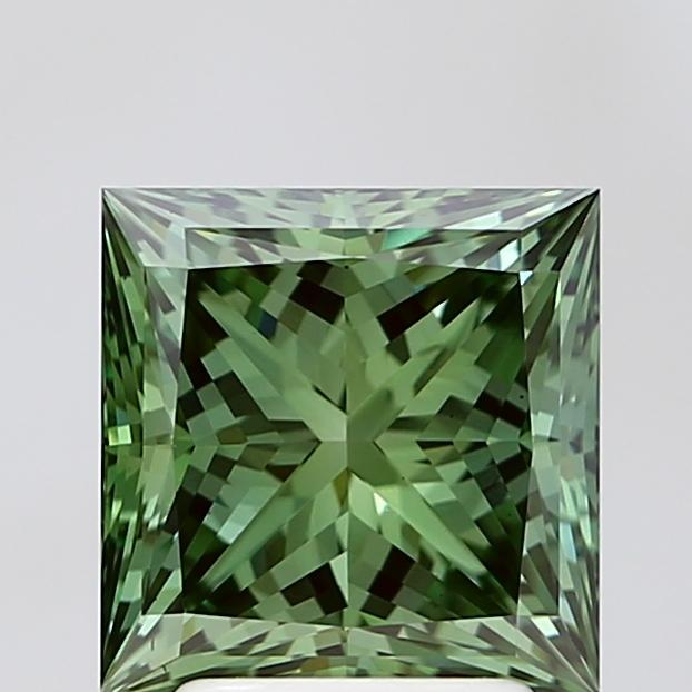 3.08 Ct. Fancy Vivid Green Princess Lab Grown Diamond